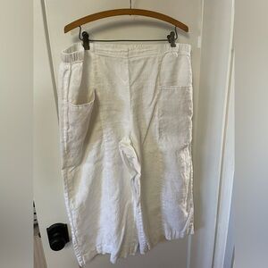 Linen full leg crop pants